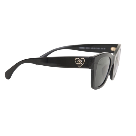 CHANEL Sunglasses Black Heart Square Gold Acetate Enamel Eyeglasses 5478-A 501S4 - Picture 4 of 10